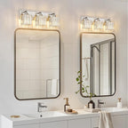 FDPBY Modern Vanity Light 3-Lights Brushed Nickel Vanity Light Crystal Bathroom Wall Light Bathroom Light Fixtures
