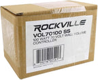 Rockville VOL70100 100W Wall Volume Controller 70V/100V, Stainless Steel Frame, Precise 12-Step Control, Easy Euro-Block Install, for Commercial Audio Systems