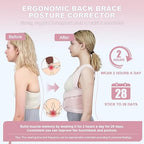 Posture Corrector for Women and Men Upgraded Back Brace, Adjustable Back Support for Upper and Lower Back Pain Relief, Shoulder Straightener for Hunchback, Scoliosis, Lumbar, Spine (Pink, Large)