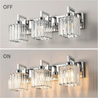 FDPBY Modern Bathroom Vanity Light 3-Lights Chrome Crystal Wall Lamp Bathroom Modern Crystal Vanity Lighting