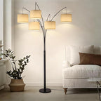 Fansdrick Floor Lamps for Living Room, 4000LM Super Bright Arc Floor Lamp with Remote Control, 5 Light Tall Floor Lamps with Stepless Dimmable, 80" Mid Century Tree Floor Lamp for Bedroom, Office