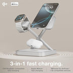 NOCO XGrid XDS3: 3-in-1 Wireless Charging Stand – Charging Station for iPhone, Apple Watch, and AirPods – MagSafe Compatible, Qi2 Certified – Includes 45W USB-C Wall Charger and 6.5-Foot USB-C Cable