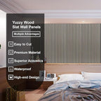 Yuzzy Wood Panels for Wall and Ceiling - 108 x 11 Inch Wood Slat Acoustic Panels 2 PCS - Modern Sound Absorbing Wall Panels for Interior Wall Decor for Home, Office, Studio - Rustic Gray Oak