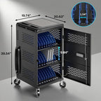 4 Pack | Fully Assembled 30 Bay Multi Device Charging Station for Chromebook,iPad,14'' Laptop,Pre Built Computer Charging Cart with Charger Cable Management,Circuit Breaker,Grounding Protection(Black)