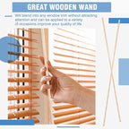 Bokon 2 Pieces Blind Wand Vertical Blinds Stick Replacement with Hook and Handle for Window Opener Accessory (Wood,30 Inch)