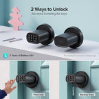 Door Lock Knob with Keypad Keyless Entry Door Knob Electric Coded Indoor Door Knob for Interior Doors Thickness up to 2-1/4", Bedroom, Home Office, Garage, 4xAA Alkaline Battery, M1 Black