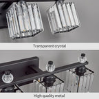 FDPBY Vanity Lights 4-Light Modern Crystal Vanity Light Sand Black Bathroom Light Fixtures Over Mirror Crystal Bathroom Vanity Lighting Fixtures