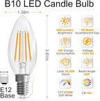 GvvooHome LED Candelabra Light Bulbs 40 watt Equivalent, Dimmable E12 LED Bulb, 2700K Soft White B10 Candle Bulb, Chandelier Light Bulbs, 90+CRI, 400LM, Clear Glass, 6 Pack