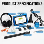 PQWT L9000 Professional Water Leak Detector for Pressure Pipes Combines Acoustic Census Location and Tracer Gas Detection Modes with Touchscreen and Depth up to 8 Meters