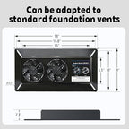 Pewoaoa 220 CFM Crawlspace Vent Fan, With Humidistat, Crawlspace Fans, For Moisture Reduction, Radon Mitigation, Freeze Protection, Ideal for Basement, Attic, Crawl Space Fan Vent(Air Out)