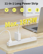 15 Ft Power Strip Surge Protector - 7 Outlets 4 USB Ports (2 USB C), Ultra Thin Flat Extension Cord & Flat Plug, 1700 Joules, Wall Mount, Desk Charging Station for Home Office Dorm, White