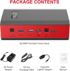 ZeroKor Portable Power Bank with AC Outlet, 65W 110V External Battery Power Pack 23400mAh Portable Laptop Charger Power Source Backup for Outdoor RV Tent Camping Home Smart Device Emergency -Grey Red