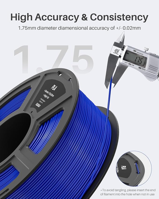 ELEGOO PLA Filament 1.75mm Gray 2KG, 3D Printer Filament Dimensional Accuracy +/- 0.02mm, 2pcs 1kg Spool(2.2lbs) Fit Most FDM 3D Printers