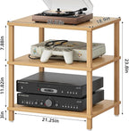 3-Tier AV Media Player Stand, Natural Stereo Cabinet, Modern Audio Shelf, Wooden TV Stand,Game Console Shelf, Multifunctional Entertainment Center, Suitable for Home, Conference Room, Game Studio