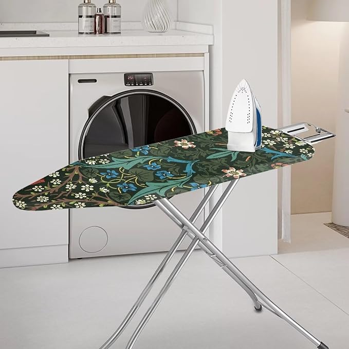 ZCFYGDX William Morris Ironing Board Cover Nylon Buckle Fastening Easy to Install Iron Decor Covers Standard with Elastic Edge Scorch Resistant Protective Covers for Iron Board 14x45 Vintage Print