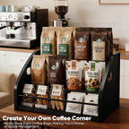 STAEVER Coffee Syrup Rack- Extra Large for 15 Syrup Bottles Holder- Rustic Countertop Display Shelf for Liquor Bottles, Coffee Bar, Kitchen Cabinet- Pantry Storage for Water Bottles, Spirits & Whiskey