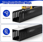 ZhiYo 99in (6X L16.5in) Server Rack Cable Management Raceway, H2.4in x W2in Cable Raceway Kit, Electrically Safe PVC, Open Slot Wire Raceway for Under Desk/Computer/Network Cords