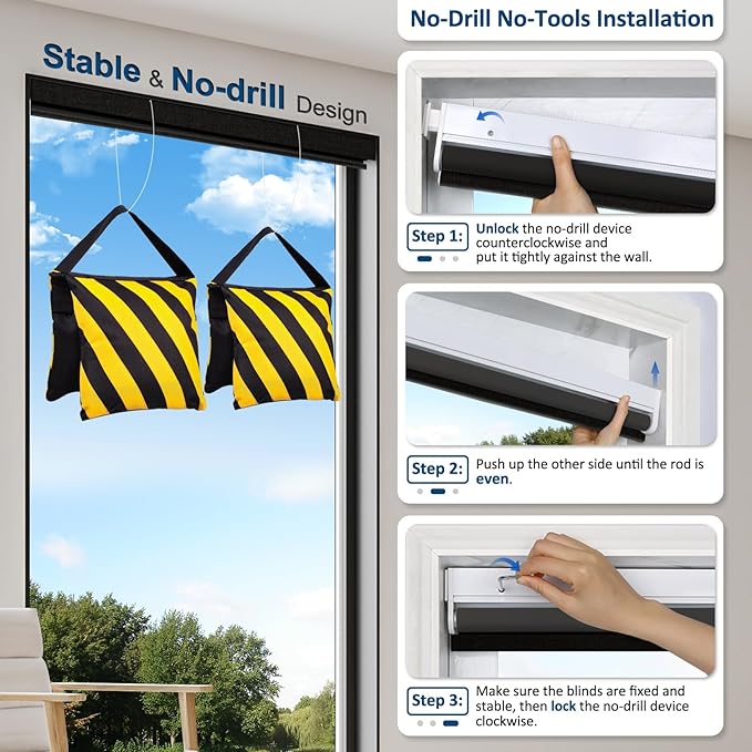 MANSNIX Smart Motorized Blinds with Remote, Cordless No-Drill Automatic Roller Shades, Blackout Electric Blind for Windows, Black, 30 x 72