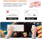 Ergonomic Keyboard Wrist Rest & Mouse Pad Wrist Rest Set, Large XXL Gaming Desk Mat 31.5"x 11.8" with Non-Slip Base, Memory Foam, Easy Typing Pain Relief for Home & Office, African American Girl