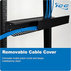 ICC 2U Finger Duct Cable Manager Panel with Cover, Plastic with Metal Back Frame, 3" Depth, Horizontal Cable Management, Rackmount for 19” Network Racks, Black, 6-Pack