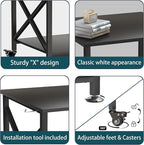 TQQDCI Printer Stand, 23.6 x 23.6 Inches Large Printer Stand with Storage Shelf, 2 Tier Printer Table for Home Office, Rolling Printer Cart with Industrial Wheels, Mini Fridge Stand Table, Black