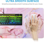 iCasso Desk Mat, Gaming Mouse Pad Wrist Support Set,4in1 XXL Large Mousepad + Keyboard Wrist Rest+Mouse Wrist Rest+Coaster Set with Ergonomic Design for Home Office Table Computer-Glitter Marble