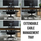 No Drill Under Desk Cable Management Tray - Extendable 16" to 31" Sturdy Steel Desk Cord Hider Raceway - Under Desk Cable Tray Holder with 38 Wire & Cable Rack Organizer Accessories - Black