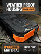 ToughTested Solar Power Bank 24000mAh, Fast Charging Portable Charger External Battery Pack with LED Flashlight, IP67 Waterproof Dustproof Shockproof for Camping, Travel & Emergency Use