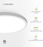 ASD LED 24" Round Flush Mount Ceiling Light Fixture, Low Profile Surface Lighting | 5CCT, Dimmable, Ultra-Thin, ETL Listed | 38W 2700LM 2700-6000K 100-277V | Kitchen, Hallway Lamp | White, 4 Pack