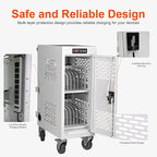 Aokleo Laptop Charging Cart,16 Devices Tablet Storage Carts for pad Up to 16.3" Screen Size, Classroom Computer Mobile Charging Station for Pads, Chromebooks,Laptops, Security Storage(16 Bay-White)