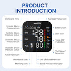 VivaGuard Blood Pressure Monitor for Home Use, Upper Arm Blood Pressure Cuff (8.7" - 16.5"), Automatic Digital BP Machine with Large LCD Backlit Display, 2 x 199 Memory, Carrying Case and Power Supply