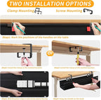 SUREUP9 No Drill Under Desk Cable Management Tray, 28" Cord Organizer with Clamp, Fabric Cable Management for Standing Desks, Ideal for Home & Office - Black