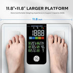 GE Smart Scale for Body Weight, BMI, Fat, Muscle Mass, Digital Bathroom Scales 500lbs Bluetooth 11.8" Large Platform Weighing Machine Health Monitor with App, White
