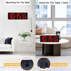 XREXS Large Digital Wall Clock with Remote Control, 16.5 Inch LED Large Display Count Up & Down Timer, Adjustable Brightness Alarm Clock with Day/Date/Temperature for Home, Gym, Office and Classroom