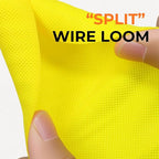 Holed 1 inch Split Braided Cable Management Sleeve for USB Cable Power Cord Audio Video Cable, High-Temperature Automotive Harness Wire Loom Cord Protector from Cat Dog Chewing (Yellow, 10FT)