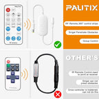 PAUTIX 2-Pack RF Remote LED Controller Dimmer,18-Key Wireless Remote and in-line Controller DC 12V-24V Switch Memory Function, for Single Color LED Strip Light,COB LED Strips,2835 3528 SMD LED Lights