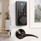 Biquole Keyless Entry Door Lock with 2 Lever Handles, Electronic Keypad Deadbolt, Auto & One Touch Lock,Smart Locks for Front Door, Easy Installation, App Control, Oil Rubbed Bronze