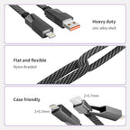 Firsting 4 in 1 Charging Cable 65W, USB C Cable Fast Charger Cord with E-Mark Chip, USB A/C to C/Lightning Cable, Multi iPhone Charger Cord for iPhone16/15/14/13 Series/Phones/Pads and Laptop