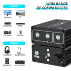3.5mm Stereo Audio Switcher (2 in 2 Output / 2 in 2 Output) with 3.5mm Audio Cable, 2 Ports AUX Audio Speaker Selector for PC Mobile Laptop Headphones