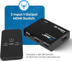 OREI HDMI Switcher with 4K@120Hz 4:4:4 / 8K@60Hz 4:2:0 - HDR10+, VRR, ALLM, QFT, CEC - 48Gbps Bandwidth - HDMI Switch with Remote – Perfect for Gaming with PS5/Xbox/PC