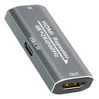 HDMI Booster Repeater 4K@60Hz for 80FT, HDMI Extender Female to Female Amplifier Signal Booster Plug & Play, for Gaming/Home Theater/Video Meeting/TV with USB-C Power Supply Port(Grey)