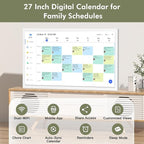 27" Smart Digital Calendar for-Family-Business-Schedules - 1920 x 1080 IPS Full HD Touch Screen Wall Mounted Electronic Calendar, Auto-Sync Google iCloud Outlook Calendars, Christmas Gift for Mom Dad