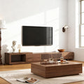 gaoyangjiaju Mid-Century Modern Expandable Coffee Table & TV Stand Set, Walnut Finish – Elegant Storage Combo for Living Room, Bedroom, or Lounge (78.54“ to 103" TV Stand+Coffee Table)