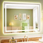 YEELAIT 50x36 Inch LED Bathroom Mirror with Lights Front and Backlit Lighted Vanity Mirror for Bathroom Wall with 3 Colors Dimmable Anti-Fog Memory Shatter-Proof IP54 Waterproof Horizontal/Vertical