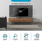 SONOROUS ST-360 Premium TV Stand for Living Room – Modern TV Stands & Entertainment Center with Storage – Black Glass & Walnut Wood Cover – Luxury Media Console with Metal Legs for TVs up to 75 inches