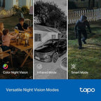 Tapo 1080p Indoor/Outdoor Security Camera - Free Person/Motion/Baby Cry Detection, Color Night Vision, IP65 Weatherproof, SD/Cloud Storage, Works w/Alexa & Google Home HybridCam, Black