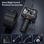 Endoscope with Light and 50ft Semi-Rigid Cable, Handheld Borescope 4.3'' HD 1080P, 8 Adjustable LED Lights, IP67 Waterproof Inspection Camera for Sewer, Gadgets for Men (Single Lens)