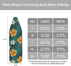 ZCFYGDX Hawaiian Flower Leaf Print Ironing Board Cover Medium, Elastic Edges Nylon Buckle Straps Fasteners,M (15 x 48 in) Resist Scorching & Staining Breathable Wear-Resistant Easy Install
