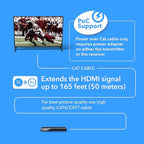 OREI HDMI Extender UltraHD Over Single Cat6/Cat7 Cable 4K @ 60Hz with HDR & IR Control - Up to 165 ft EDID Management