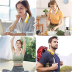 WXX Portable Neck Fan, 6000mAh Battery Neck Fan Rechargeable, 360° Cooling Personal Fan, 3 Speeds Foldable Quiet Wearable Fan for Travel Outdoor Indoor, Birthday Gifts for Men Women-White&Yellow